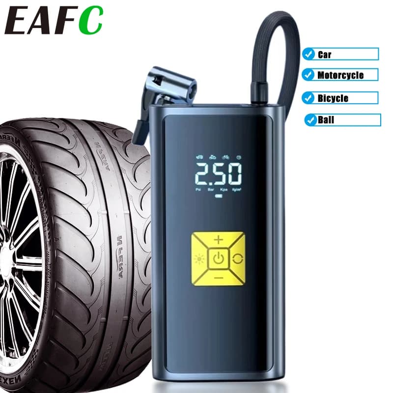 EAFC 6000mAh Gonfiatore per auto Compressore d'aria wireless/cablato Gonfiatore d'aria con luce a LED Gonfiatore per pneumatici Pompa ad aria 150 PSI Pompa per pneumatici per auto