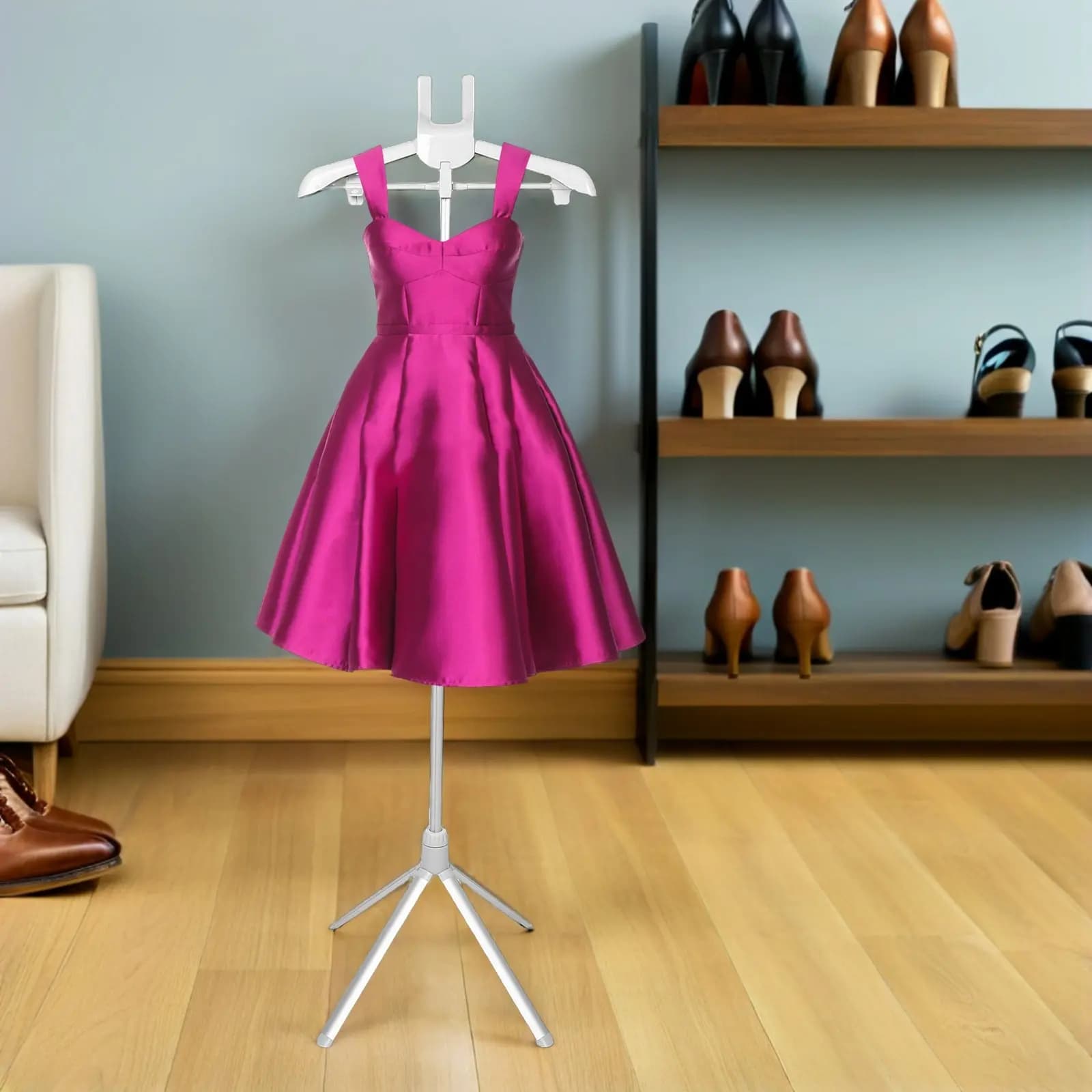 Supporto Pieghevole per Stiratura a Vapore, Altezza Regolabile, Portatile, per Pantaloni, Vestiti, Camicie, Ideale per Dormitori e Appartamenti