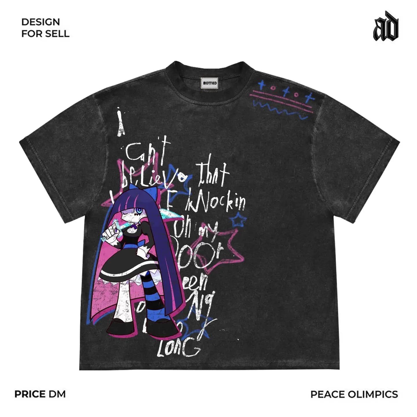 New ‌‌Panty & Stocking with Garterbelt Printed Cute Anime Short Sleeve Harajuku Style Street Wear T-shirt Tops