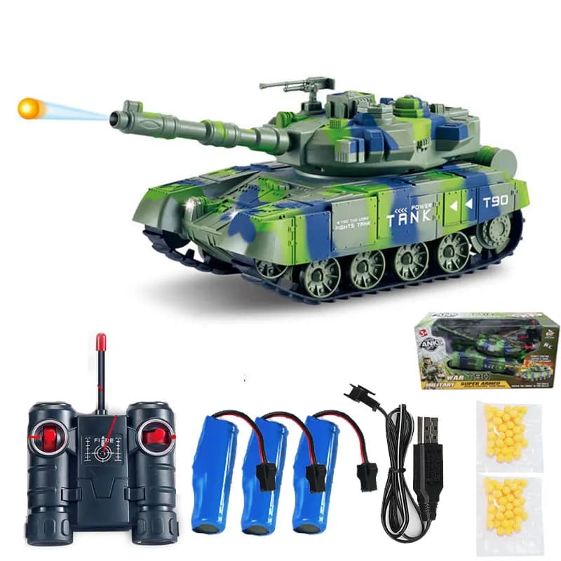 RC Battle Tank Shoot BB proiettili telecomando serbatoio di tiro carica USB con suono LED gioco di guerra militare regalo elettronico per auto ragazzo