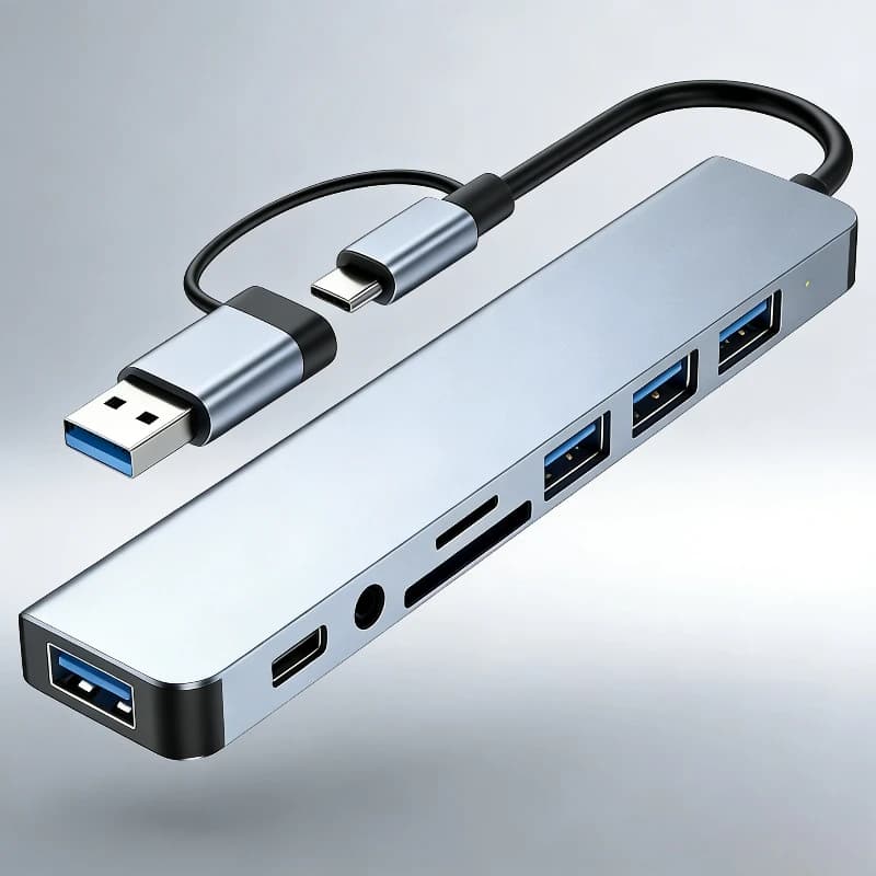 Lettore di schede SD TF 8 in 2, Hub USB C 7 in 2, 5 in 1, Adattatore Type C 3.1 a HDMI 4K, Ricarica rapida PD per MacBook, Notebook, Laptop