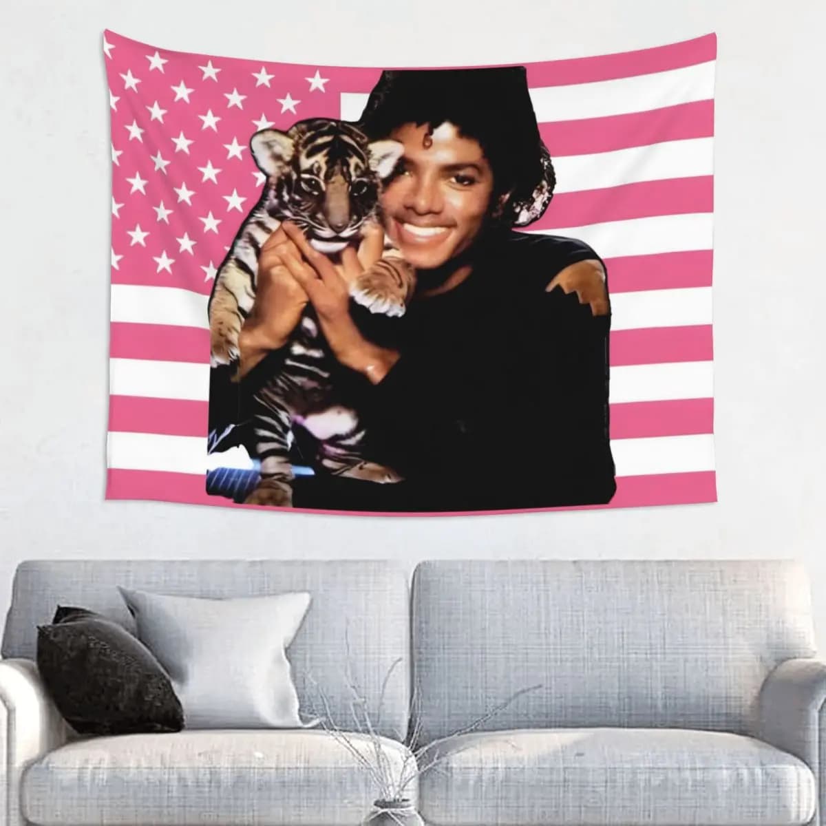 King Of Pop Michaels-MJ Singer Tapestry Wall Hanging Hippie Fabric Tapestries INS Wall Blanket Room Home Decor Yoga Mat