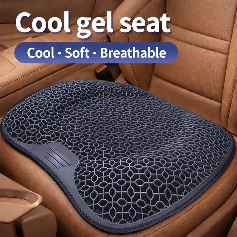 Cuscino per Sedile Auto con Design a Nido d'Ape in Gel, Traspirante, Morbido e Facile da Pulire, Offre Supporto Confortevole, Gel Elastico per Sedile Auto