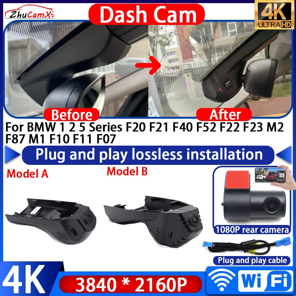 Registratore Video 4K UHD Plug & Play con Visione Notturna e Wi-Fi, Dash Cam DVR per BMW Serie 1 2 5 F20 F21 F40 F52 F22 F23 M2 F87 M1 F10 F11 F07
