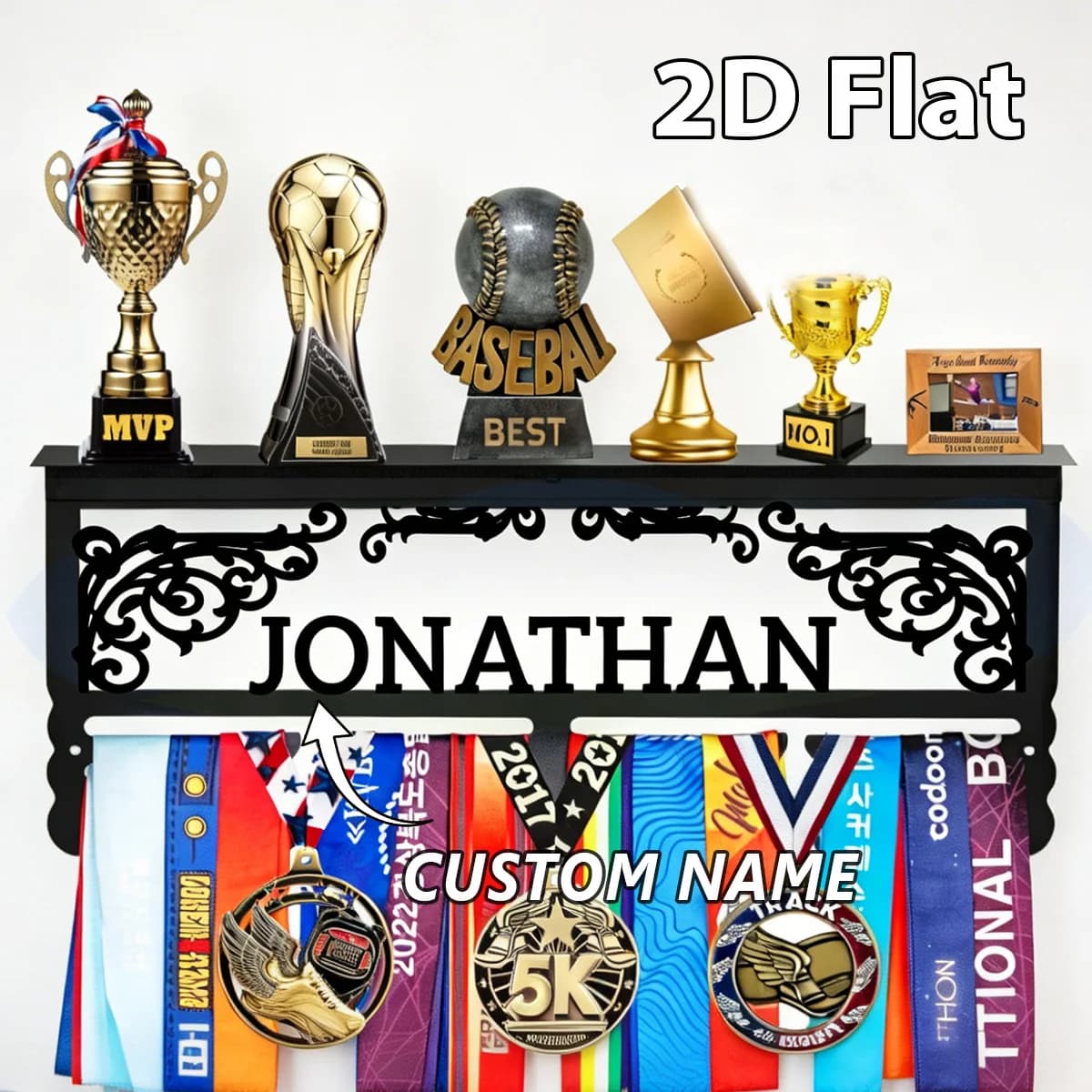 1Pc Custom Art Deco Vine Metal Medal Holder Rack,Hang Metal Wall Art,Home Decor Sports Award rack storage rack,Birthday Gift