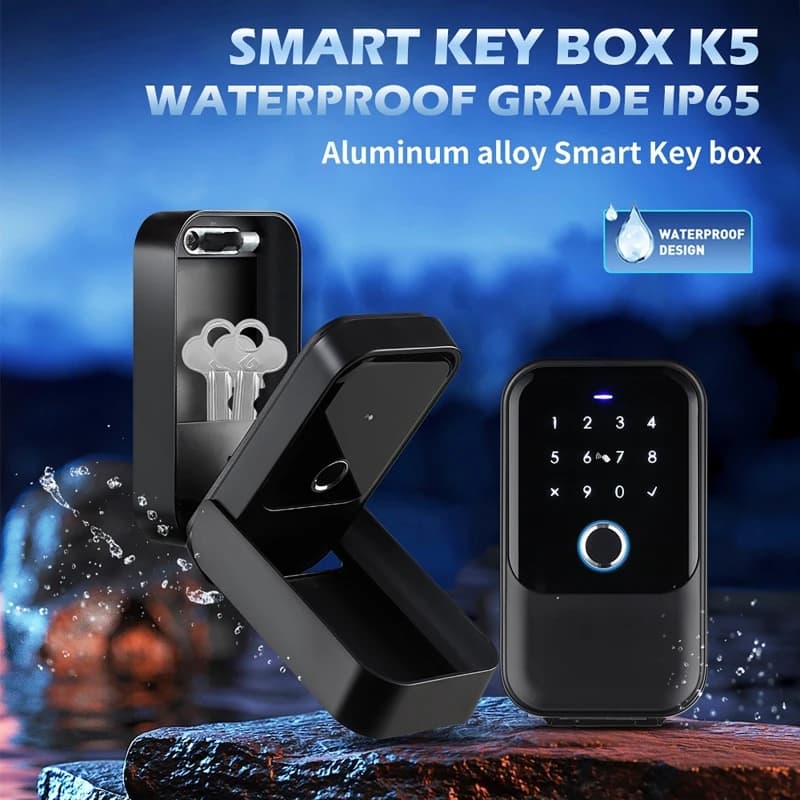 Smart Key Box IP65 Cassetta di sicurezza wireless Bluetooth impermeabile Impronta digitale/password/carta/chiave/app Sblocca scatola chiave elettronica