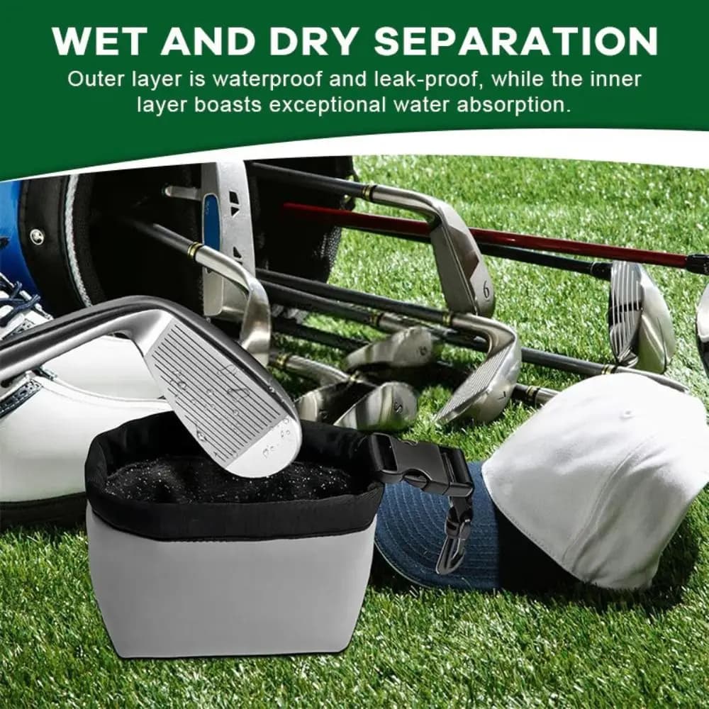 Panno in microfibra per la pulizia delle mazze da golf, professionale e resistente, con custodia per la pulizia delle palline da golf, accessorio multifunzionale per la pulizia delle mazze.