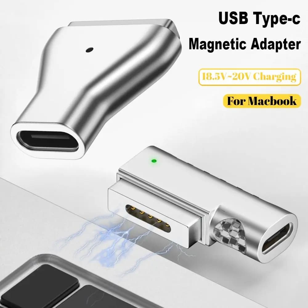 Connettore di ricarica rapida PD portatile con punta a T da tipo C a Magsafe 2 Convertitore con spina magnetica Adattatore USB C per MacBook Air/Pro