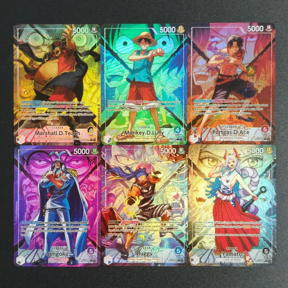 Carte da Collezione Gioco Self Made Proxy One Piece: Luffy, Buggy, Teach, Sengoku, Yamato, Ace OP16 The Time of Battle