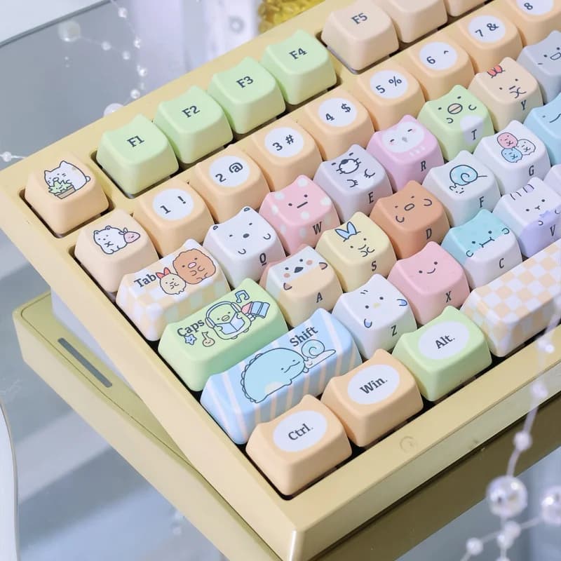 Set di keycap anime carini, 132 tasti personalizzati con profilo Mao, keycap in PBT con sublimazione a caldo per tastiere meccaniche MX 60% 65% 75% 100%