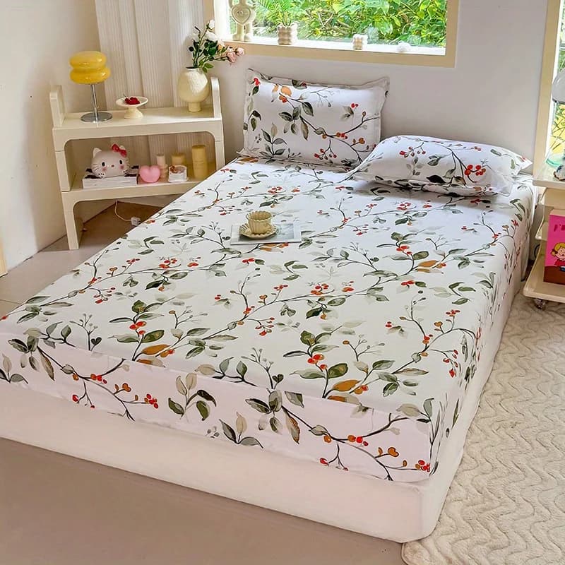 Bed linen set with 3 pieces print, soft and comfortable, suitable for the bedroom, bed linen with corners + two pillowcases, without soul