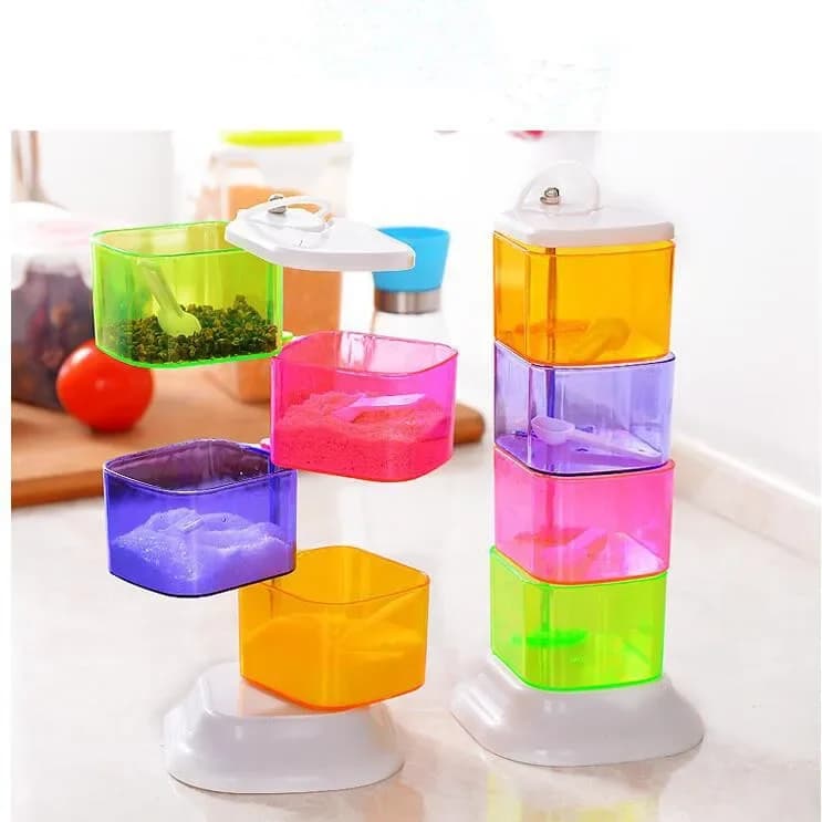 Scatola per condimenti per prodotti da cucina domestica Set di bottiglie di pepe per spezie con miscelazione di colori rotante a 360 gradi OK 0731