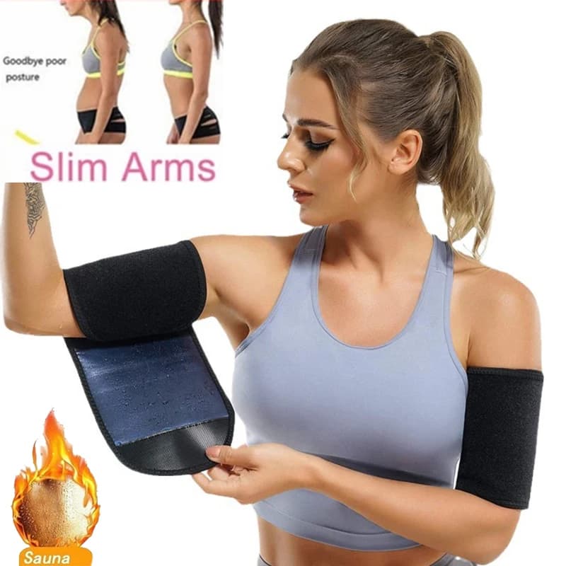 1 Paio Fascia Dimagrante Braccia Effetto Sauna per Donna, Fasce in Neoprene Calde per Sudorazione, Cintura Corsetto Modellante per Allenamento