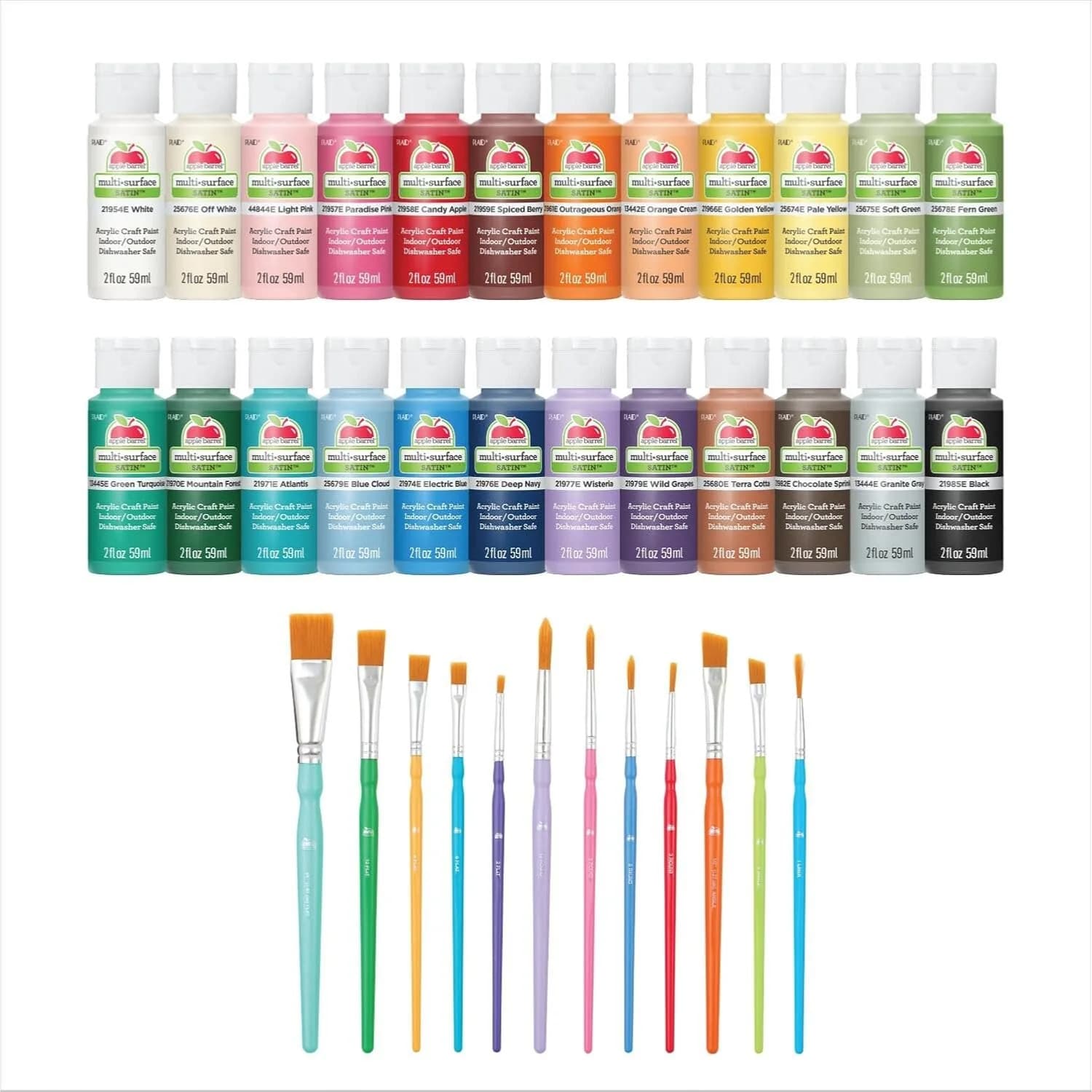 Acrylic Craft Paint And Brush Kit Set Of 36 For Multi Surface Art Painting