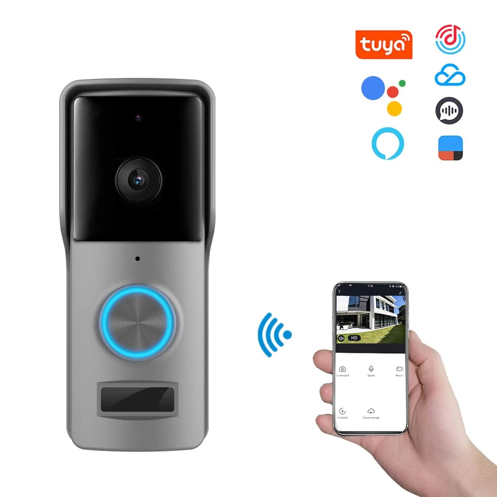 2MP 1080P Tuya APP WIFI IP campanello Alimentazione a batteria 140 gradi grandangolare visore visivo per porta Videocitofono con campanello interno