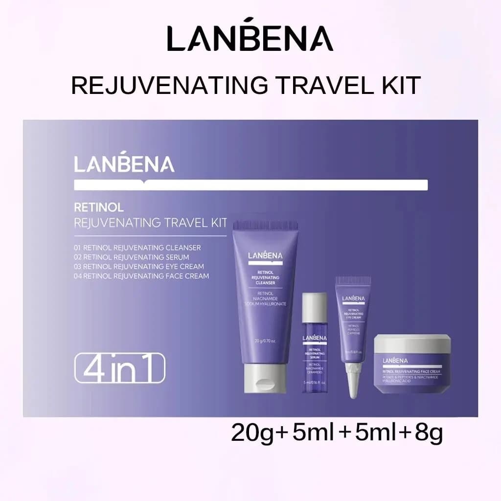 LANBENA Kit per la cura della pelle del viso Campione di vitamina C Illumina il retinolo del viso rivitalizza il sollevamento e il rafforzamento del pacchetto da viaggio per la cura della pelle
