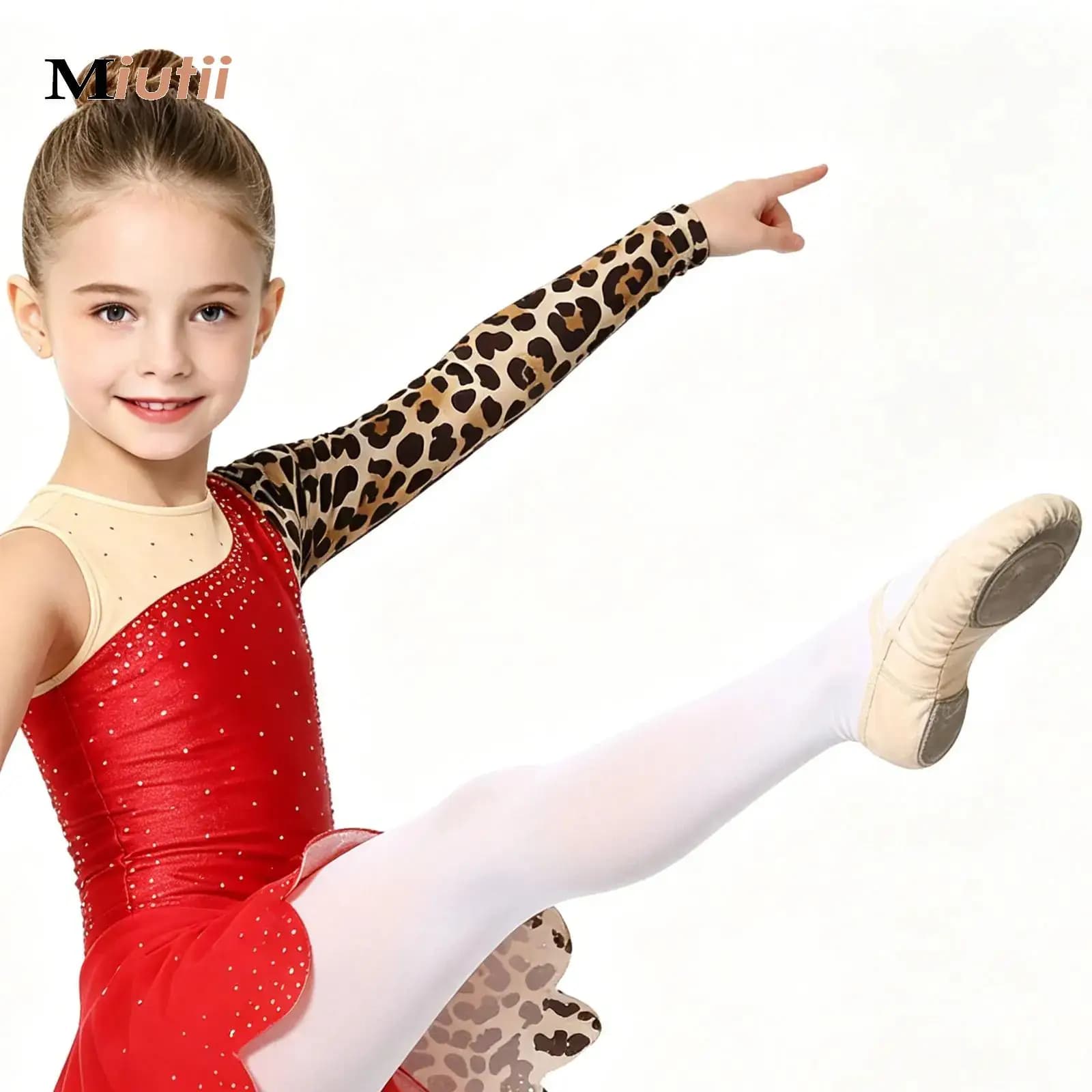 Body da Danza Classica per Bambine con Strass, Gonnellino per Ginnastica, Costume per Pattinaggio Artistico e Performance Liriche