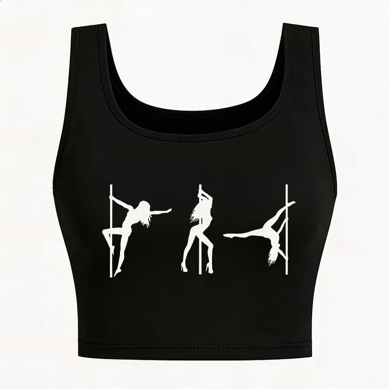 Top Senza Maniche da Donna con Stampa Grafica Divertente di Danza Classica e Pole Dance, Maglietta Corta Stile Y2k per Estate e Primavera