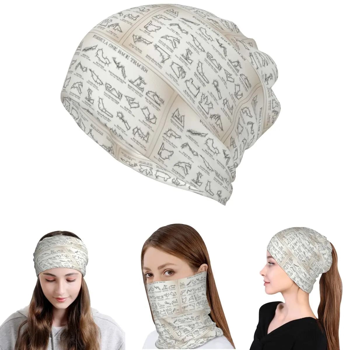 Bandana F1 Race Tracks, sciarpa per il collo, sciarpa per il viso, sciarpa multiuso per ciclismo, berretto, cappello, unisex, per adulti, lavabile