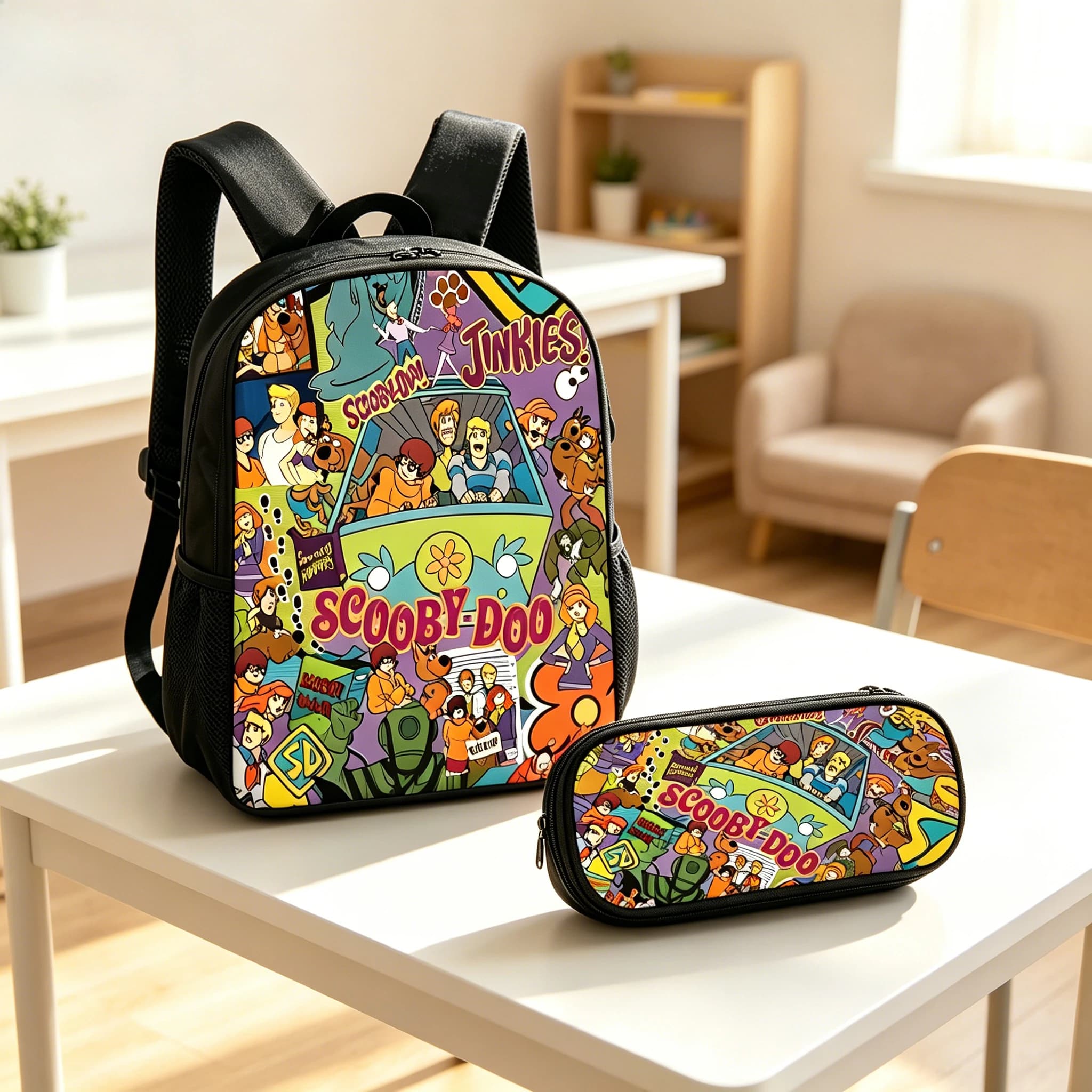 2pcs Scoobys-Doos Backpack Pencil Case set Student Teenager Book Bags WOMEN MEN Rucksack Travel Backpack birthday gift 2026