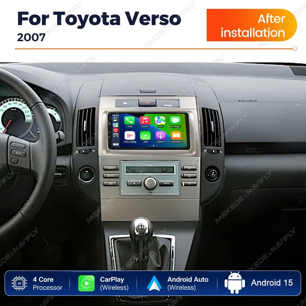 Android 15 IPS Touch Screen Car Radio For Toyota Corolla Verso AR10 2004-2009 Carplay Stereo Multimedia Player GPS Autoradio BT