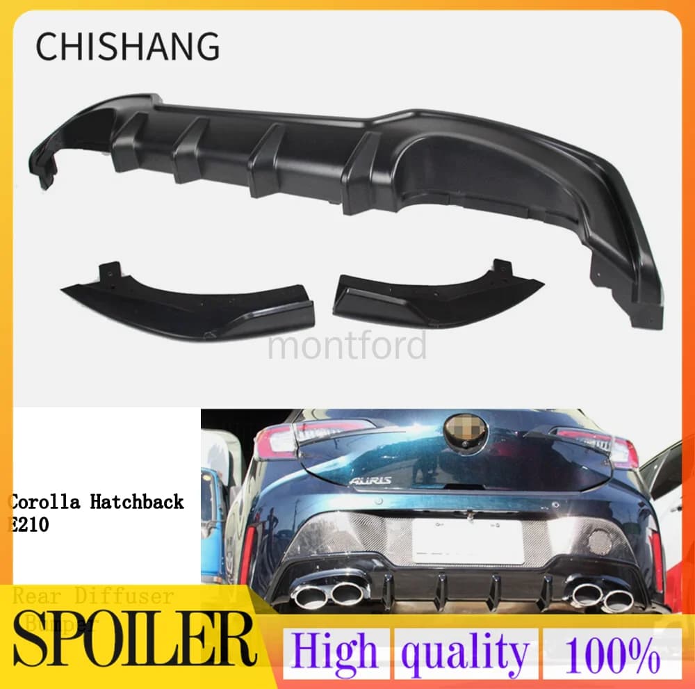 For Toyota Corolla Hatchback E210 2019-2024 Carbon Fiber Rear Diffuser Bumper Spoiler Guard Protector Skid Plate Cover 3PCS