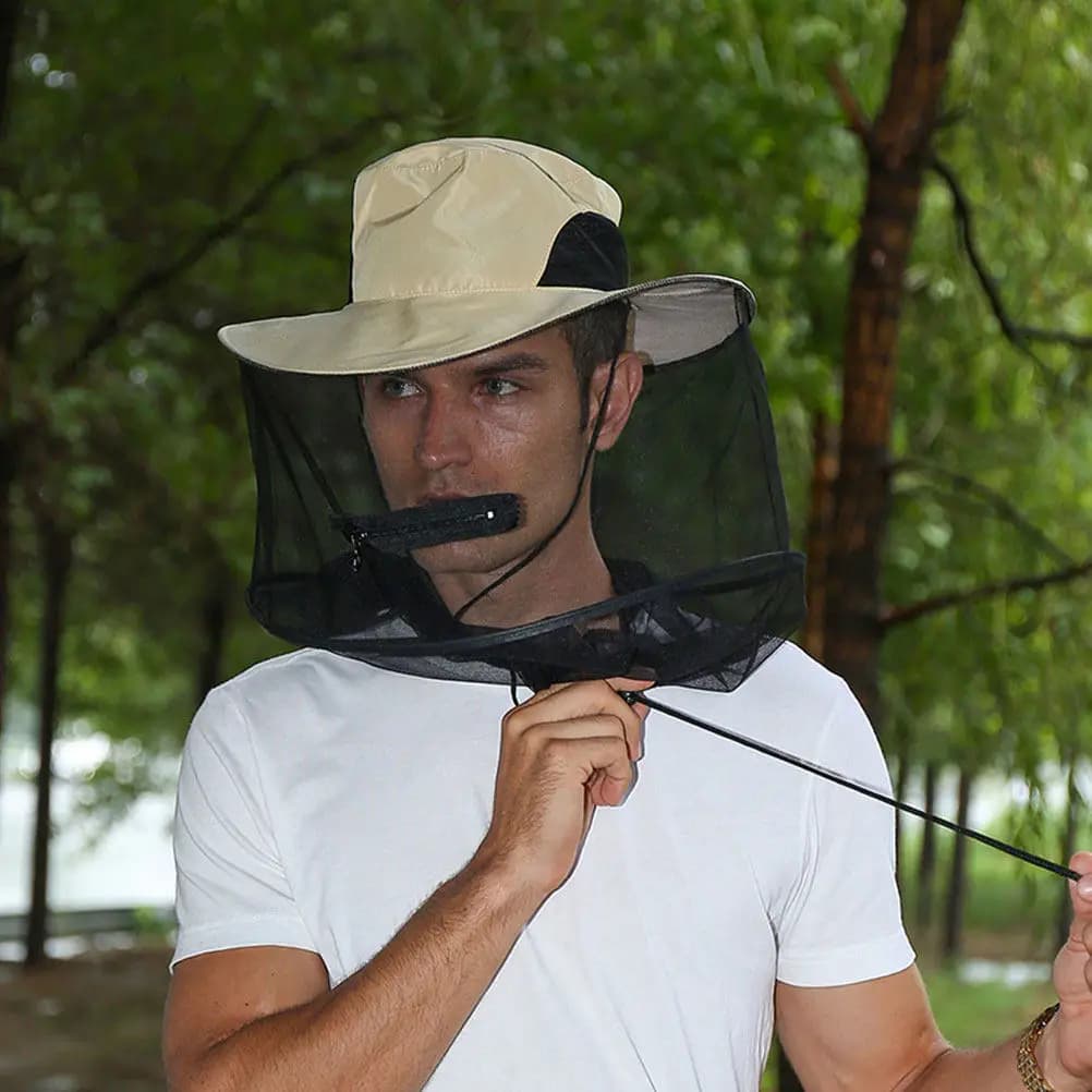 Professional Mosquito Hat Breathable Eyelet Fishing Beekeeper Net Hat Outdoor Guard Reusable Adjustable Folding Bug Protection
