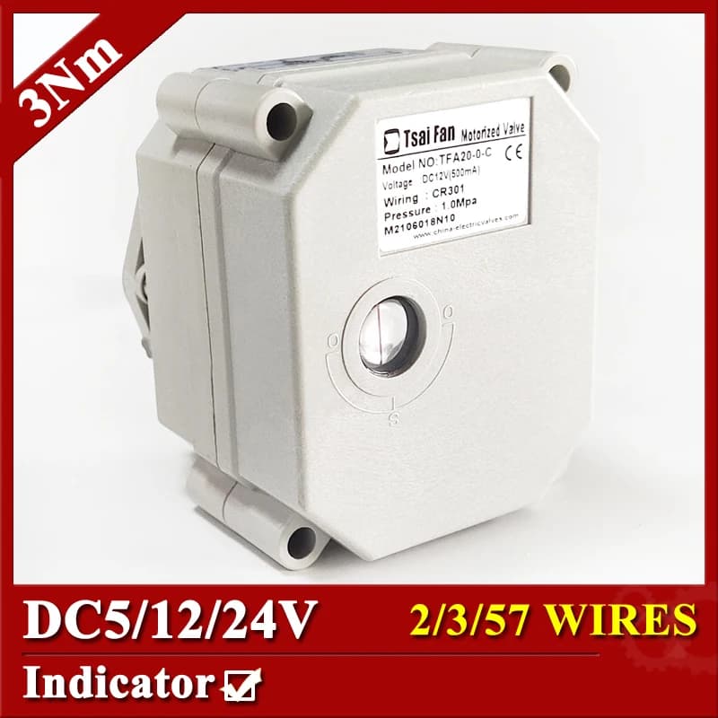 Testa azionata con valvola elettrica DC5/12/24V, attuatore di controllo automatizzato a 2/3/57 fili con indicatore di posizione e feedback del segnale