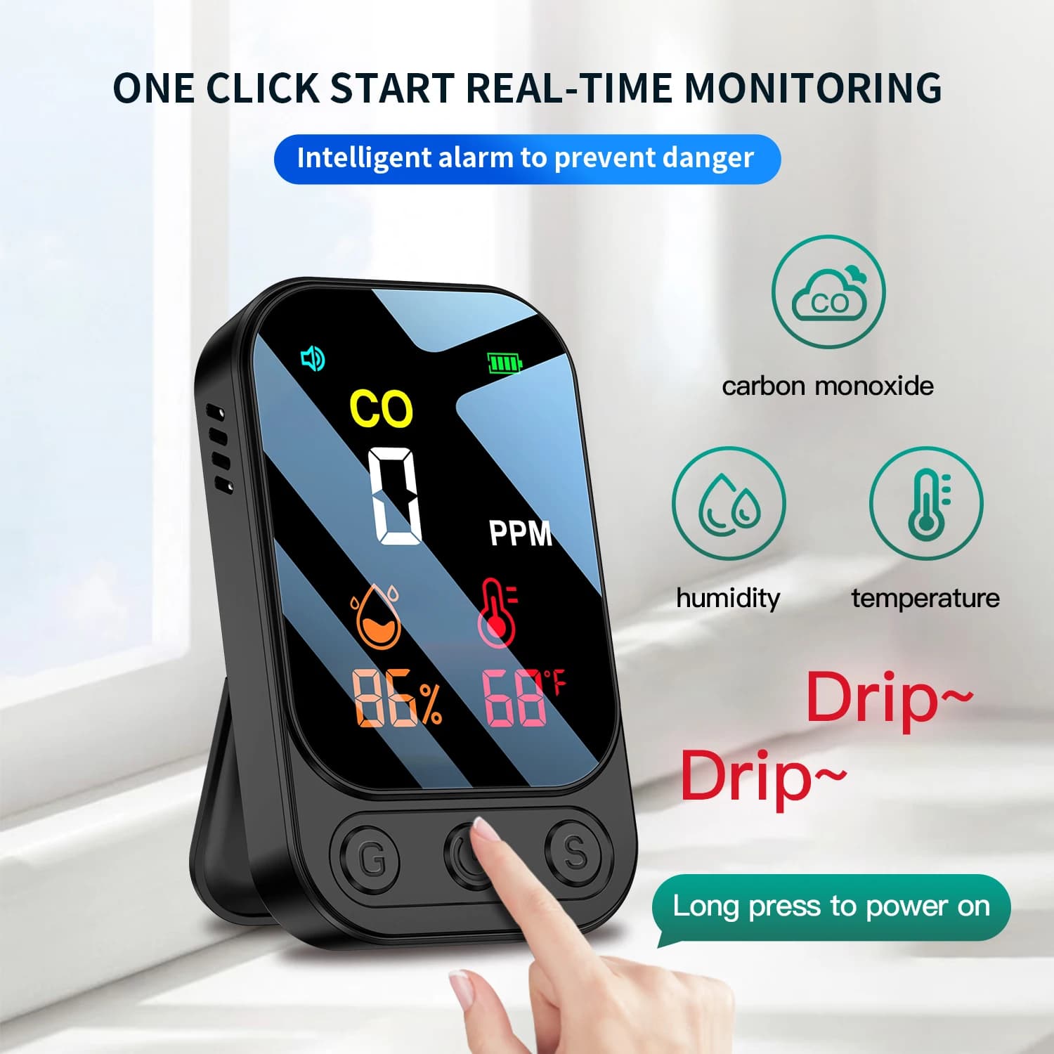 2026 HD09 Privite Design Portable Mini Air Quality Monitor Carbon Monoxide Detector