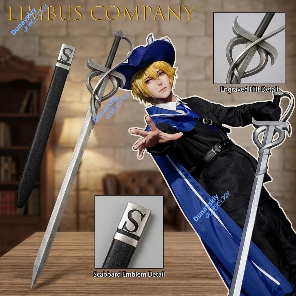 Limbus Company Five Association Sinclair Cosplay Spada Universale Staccabile, Accessorio per Feste di Halloween, Stile Lolita, per Uomini e Donne