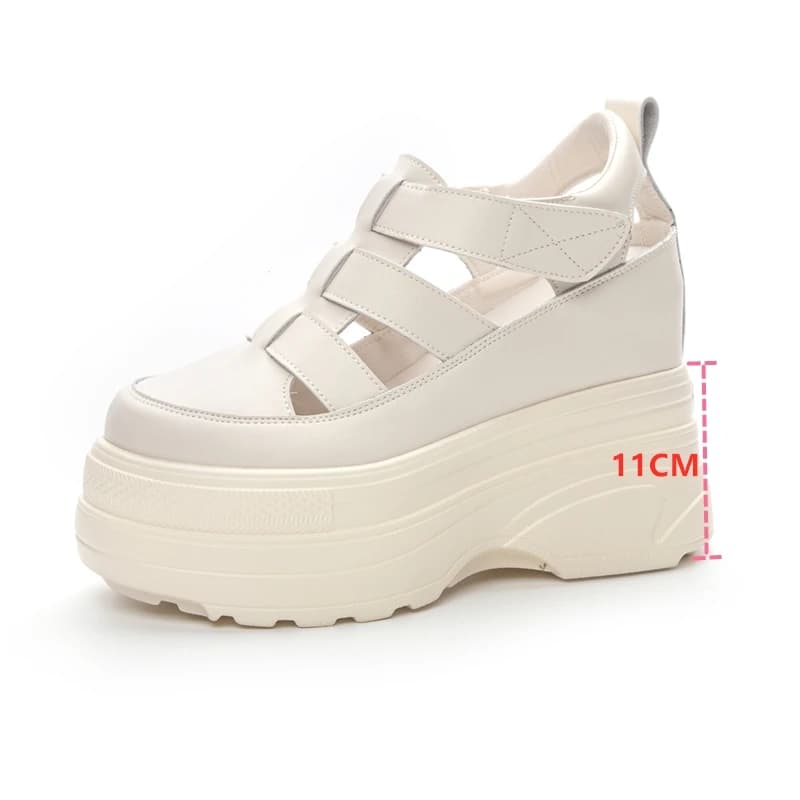 DIMANYU Platform Roman Sandals Female Genuine Leather 2026 New Summer High Heel Women's Sandals Semi-hollow Sandals Ladies