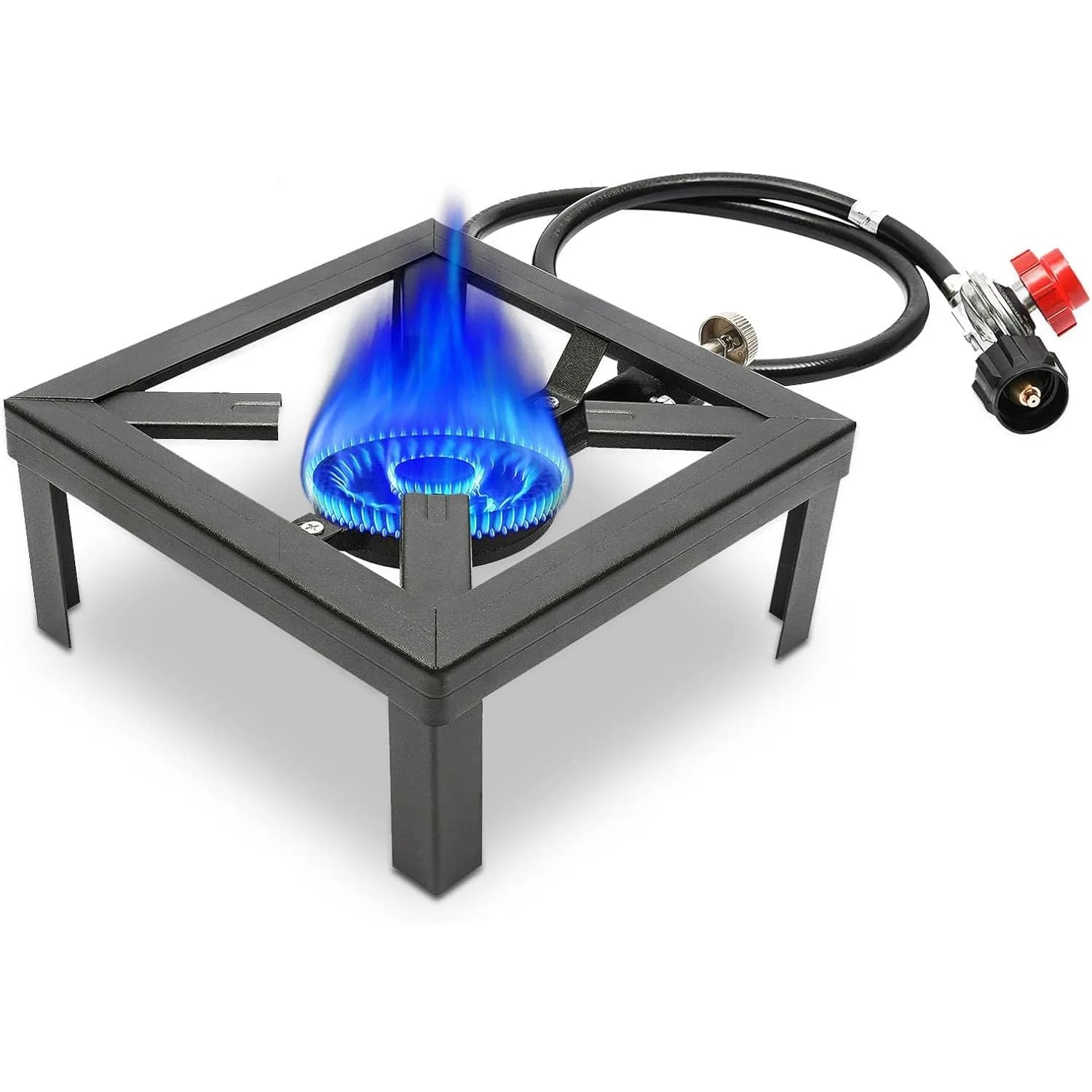 Single Focus Square Portable Propionate Gas cooker with Adjustable 0-20 Psi Adjustable Tube for Camping, Barbecue, Homemade Beer