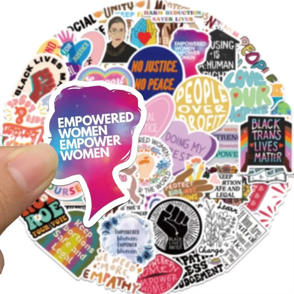 50 pcs Cool Social Justice Women Power Stickers Graffiti Phone Case DIY Notebook Computer Helmet Skateboard Bike Gift