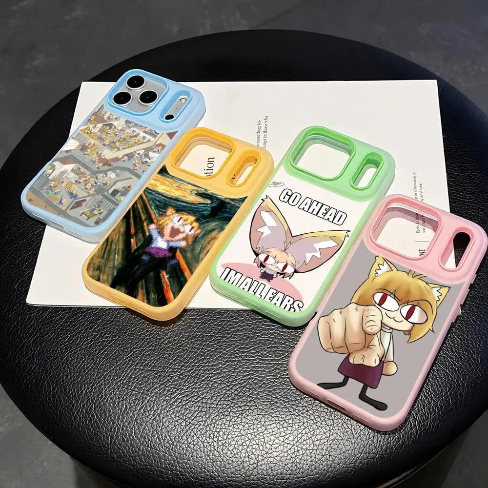 Neco Arc Funny Meme Kawaii Phone Case 2-in-1 Detachable Clear with Card Holder for iPhone 12-17 Soft Multi-Color