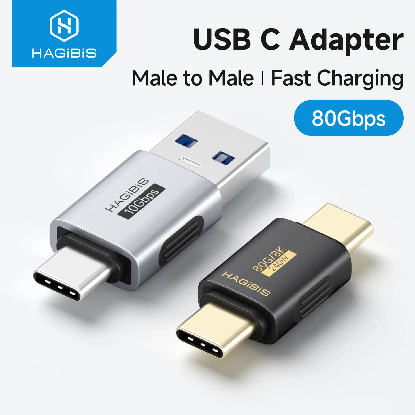 Adattatore USB C Hagibis, da USB A a USB C Maschio-Maschio, Connettore di Ricarica per iPhone 17 Pro, Laptop, SSD, Power Bank, Auricolari