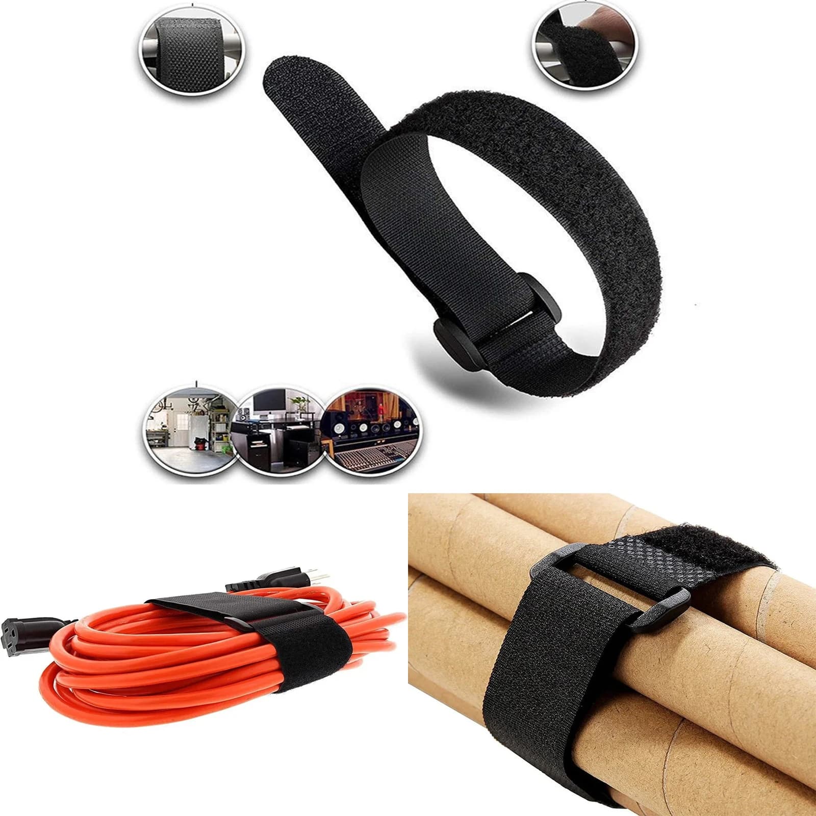 10 pz Gancio e Anello da campeggio Riutilizzabili Fissaggio Cavo in nylon Cinghie di fissaggio Fascette funzionali durevoli Lunghezza 20 cm/50 cm Opzionale