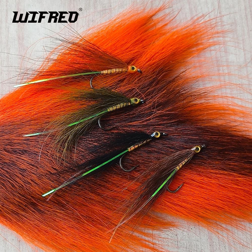 Wifreo 2 pezzi/4 pezzi # 6 Pesca a mosca Bucktail Minnow Lure Oliva Marrone Arancione Nero Piccolo esca per trota Smallmouth Bass Pike