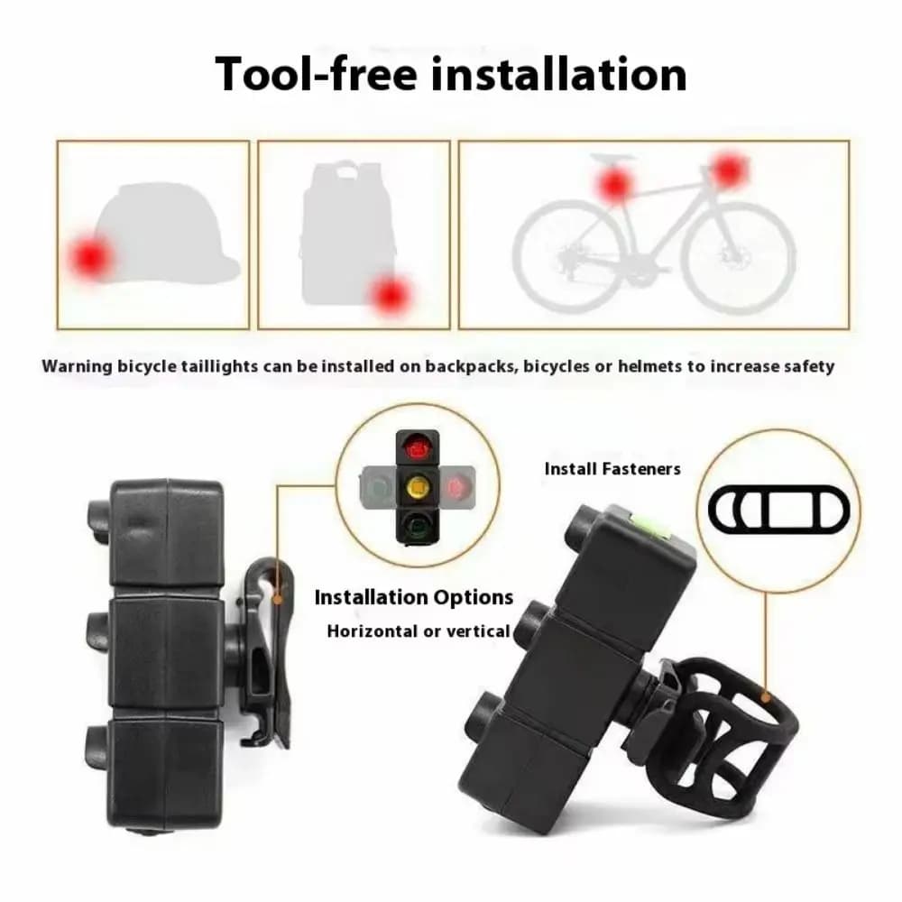 Rear lights for waterproof bikes Adjustable folding emergency lights Installation with red/white light strap
