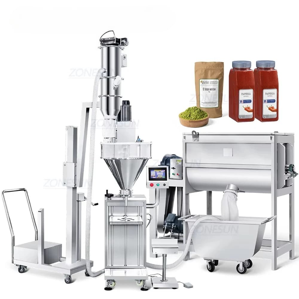 ZS-MB500FP Semi-automatic weigher for replenishment of bottles with dry powder protein mixture with screw pump