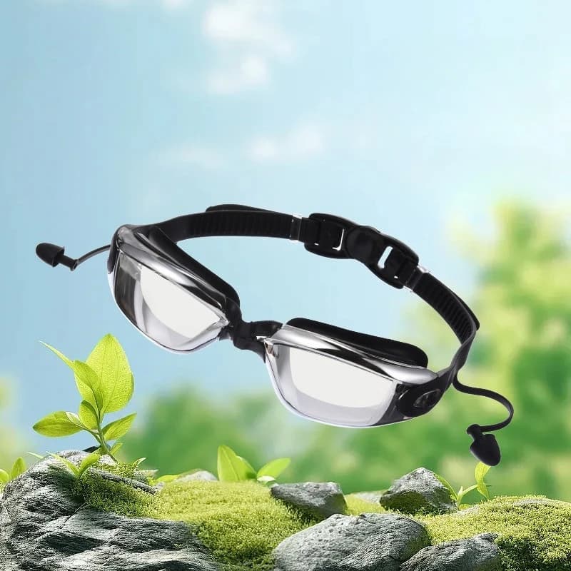Occhialini da immersione professionali, occhiali con tappi per le orecchie unisex, occhialini da nuoto antiappannamento impermeabili ad alta definizione