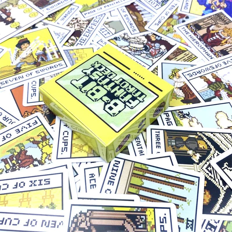 7X7 cm 8 Bit Fantasy Tarocchi Mazzo di Carte Profezia Divinazione Festa in Famiglia Bordo Fortune Telling Gioco Carta per Principianti