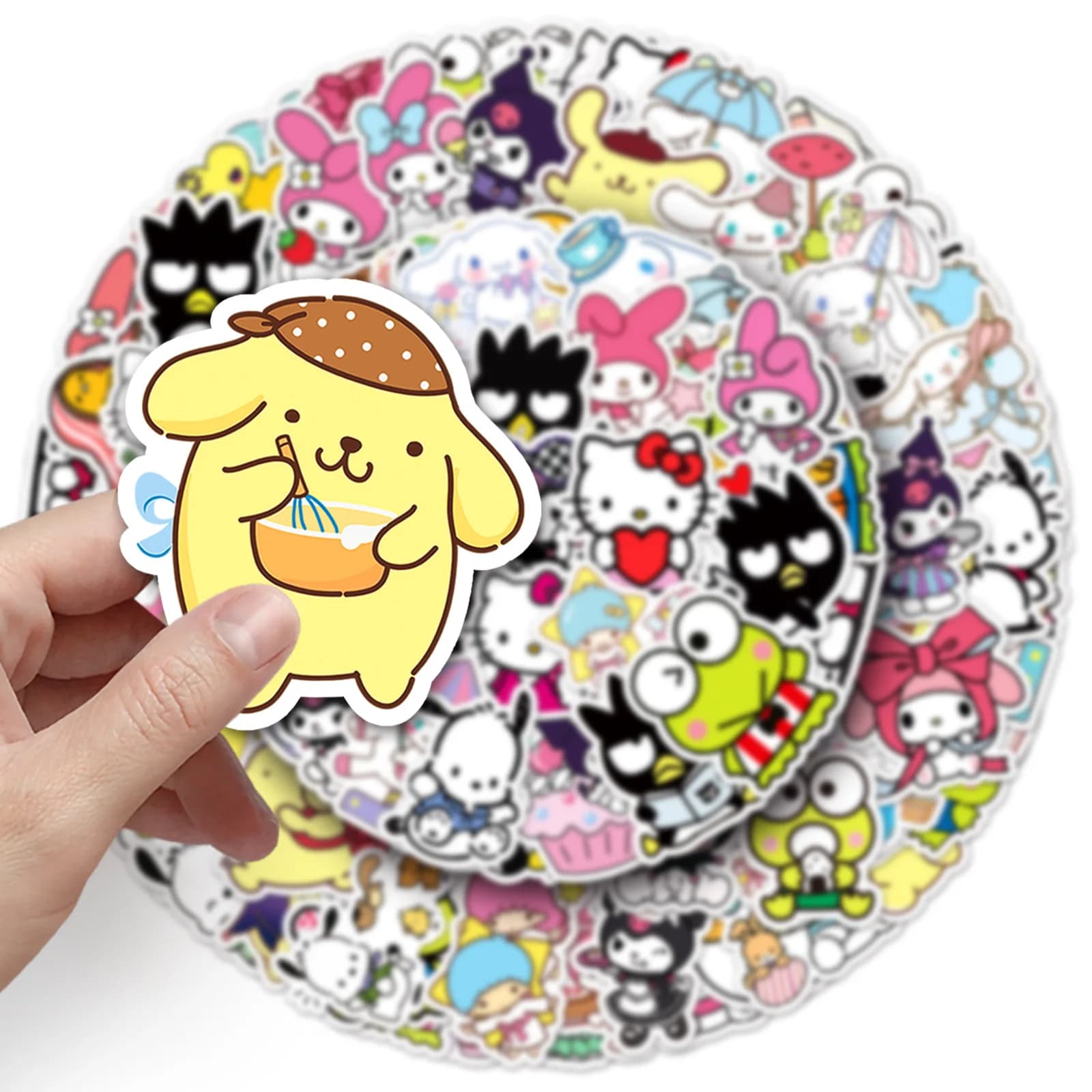 50/101 Pezzi Adesivi Anime Sanrio Carini Assortiti Hello Kitty Kuromi Cinnamoroll per Quaderni Valigie Laptop Tazze Graffiti Decalcomanie Giocattoli per Bambini