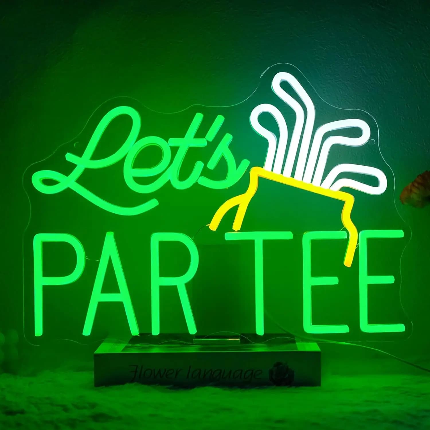 Insegna Luminosa al Neon 'Let's Par Tee', Luce da Parete USB per Golf Club, Sala Giochi, Palestra, Festa Sportiva, Decorazione Camera da Letto, Regalo