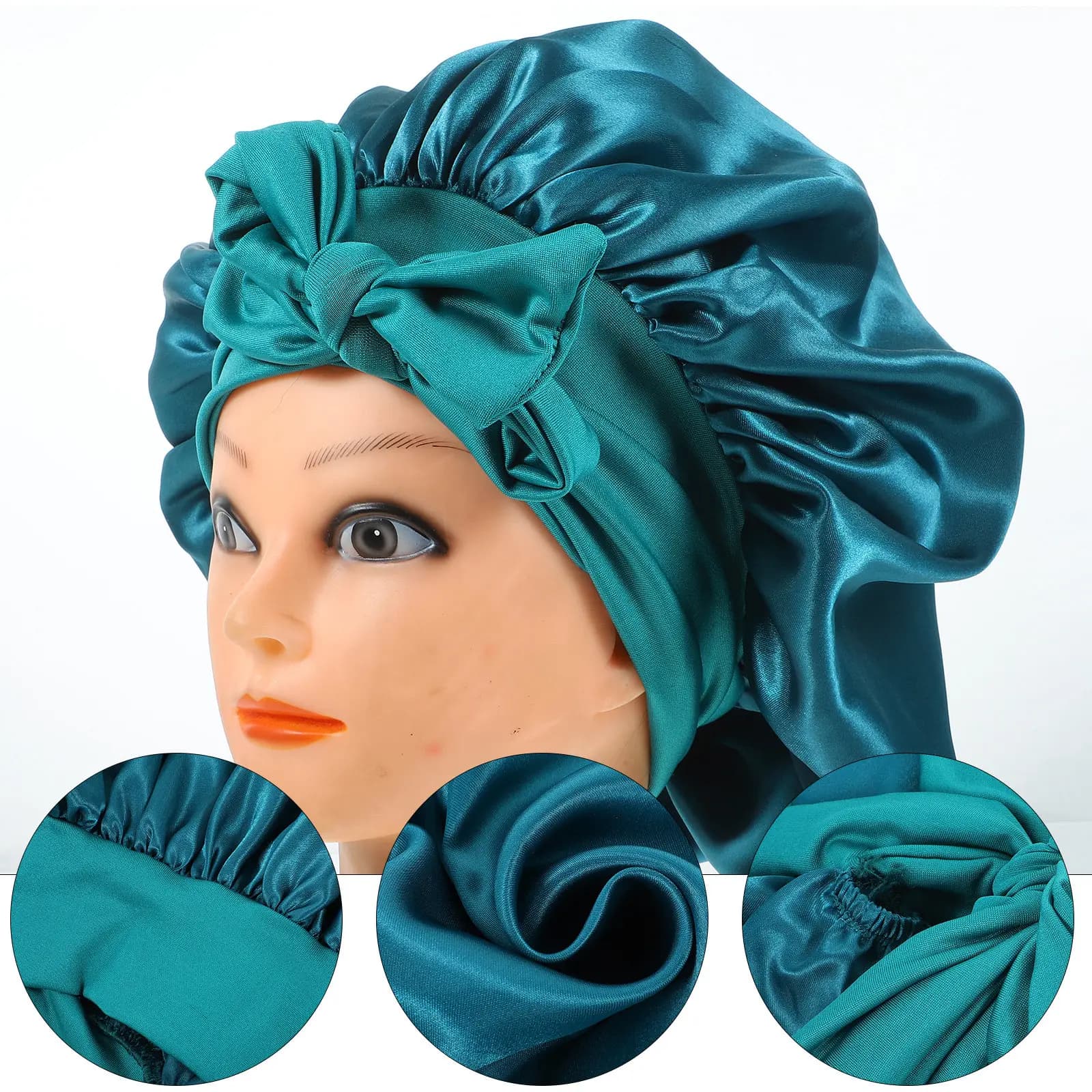 Cuffia da Notte Elastica con Grazioso Fiocco Decorativo, Semplice e Alla Moda, per Trucco e Servizi Fotografici, per Donne