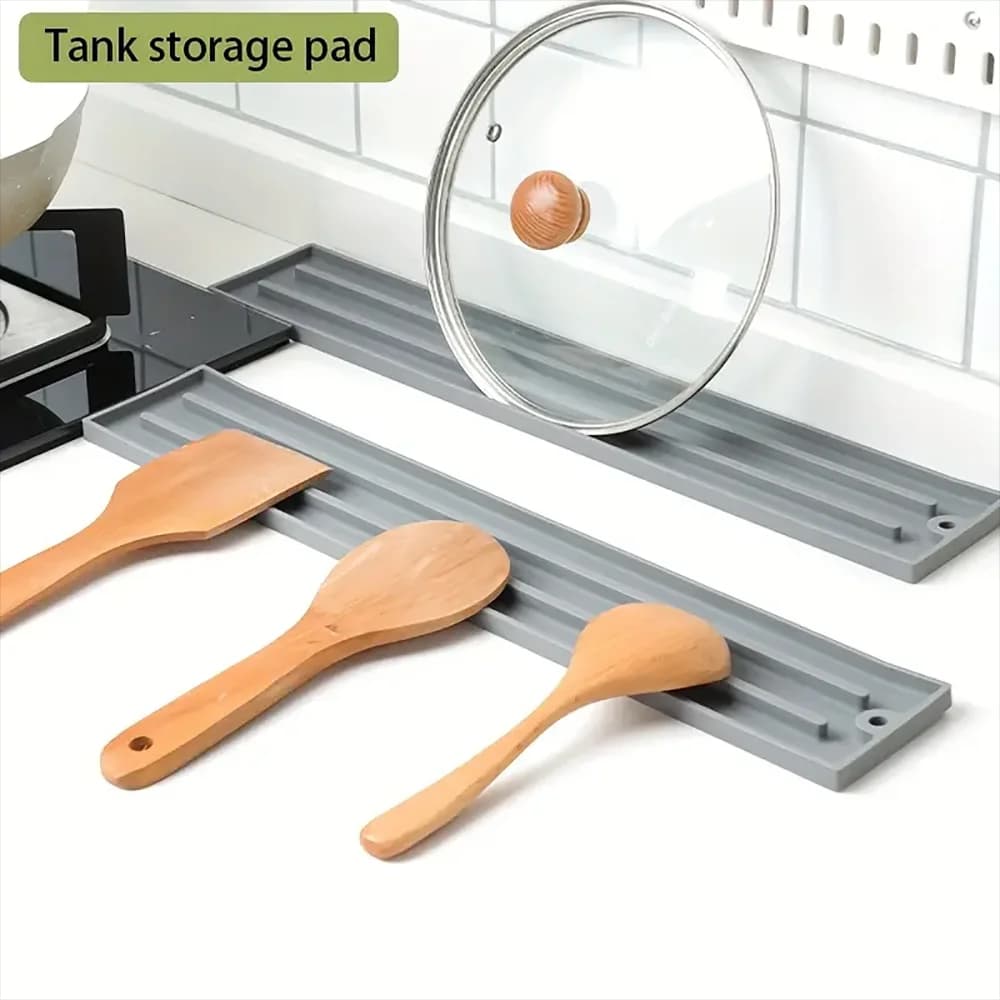 Tappetino portaoggetti con coperchio per pentola da appoggio in silicone, coperchio multiuso, cucchiaio, tagliere, scolapiatti, organizer da cucina antiscivolo