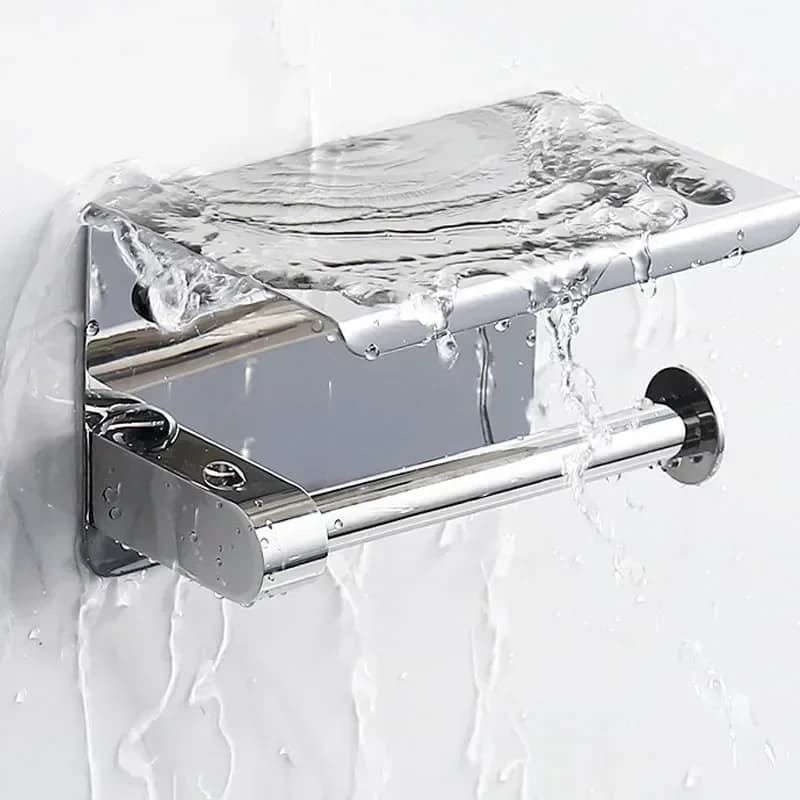 6997752112524112 Portarotolo per Carta Igienica in Acciaio Inox 304 con Mensola Porta Telefono, Portarotolo per Bagno