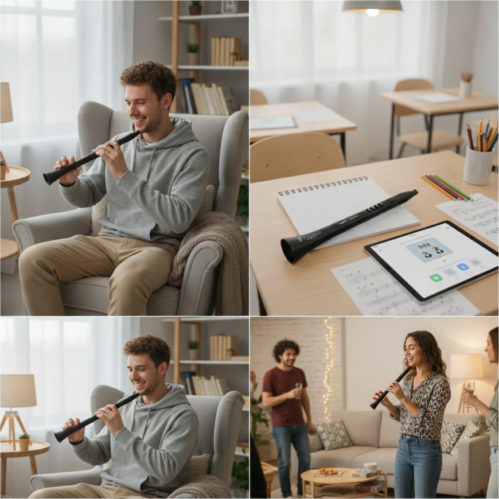 Electronic Wind Instrument Built-in Speaker Electric Flute Digital Wind Instrument Bluetooth Rechargeable for Beginners