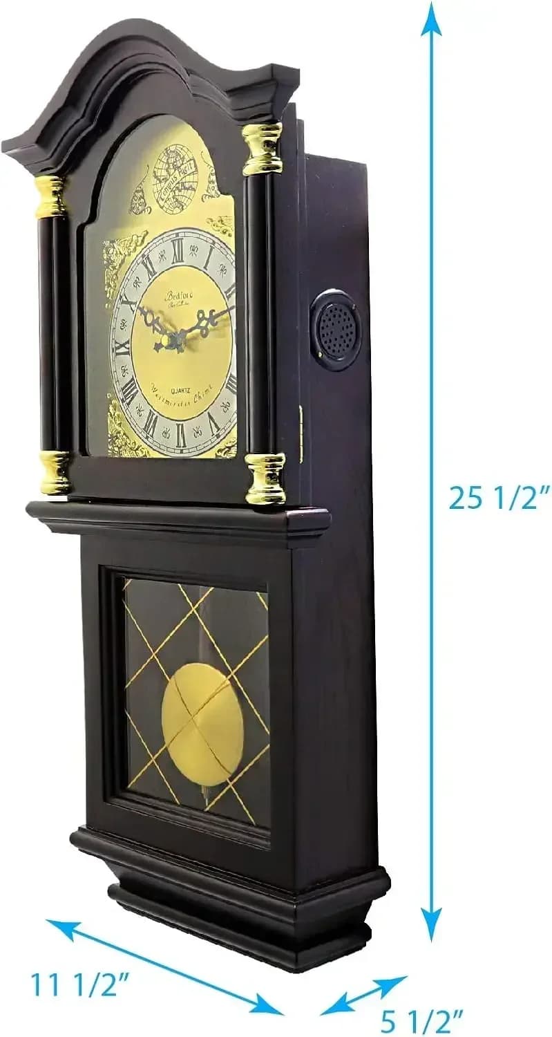 [Top Quality, Free Shipping!]Antique Mahogany Cherry Oak Wall Clock Roman Numerals 26 Inches Long