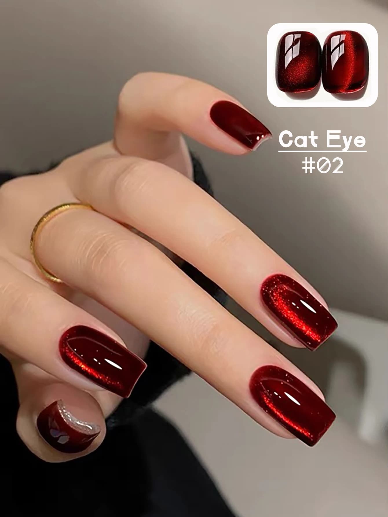 1-12 pz TC Ciliegia Vino Rosso Trasparente Occhio di Gatto Rosso Occhio di Gatto Gel Smalto per unghie Flash Rosso Trasparente Mezzo Cielo Perlina di Vetro Nail Art