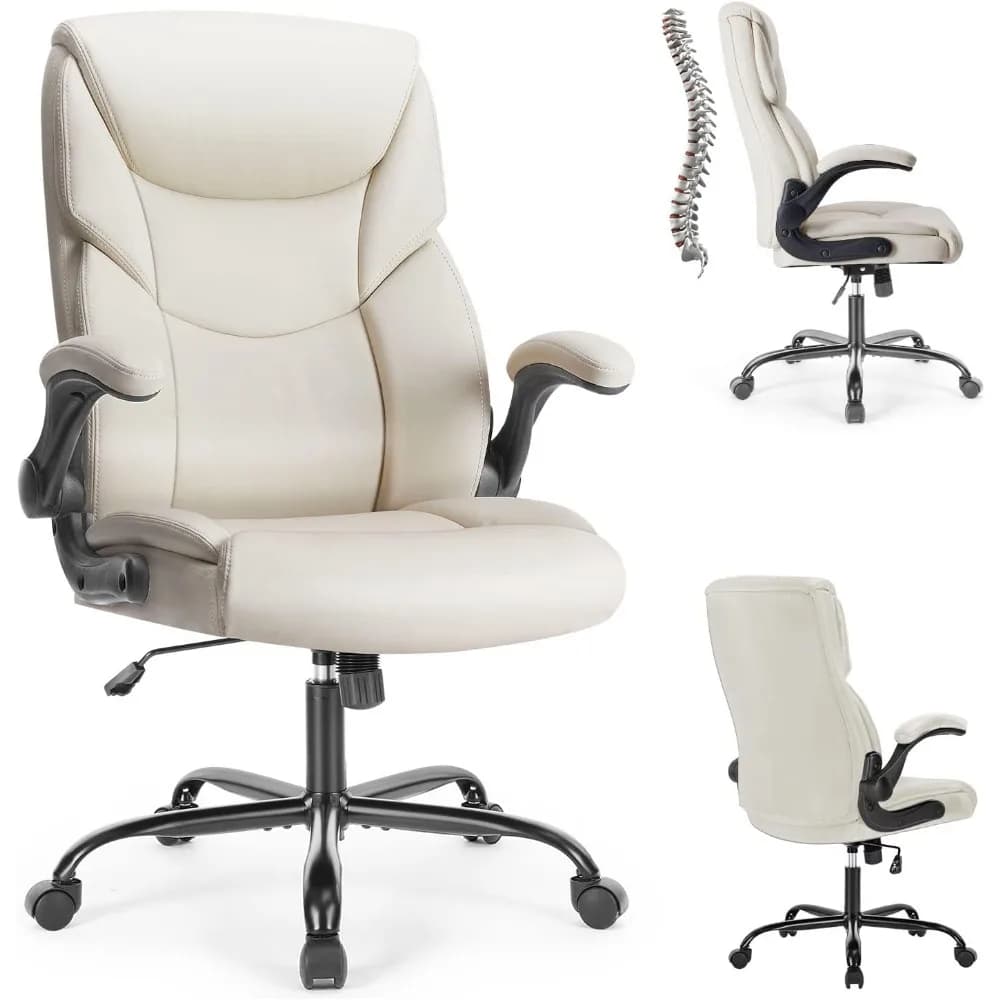 Sedia da ufficio ergonomica con schienale alto, sedie da gioco direzionali per scrivania per computer in pelle PU con braccioli ribaltabili, Swi regolabile per ufficio domestico